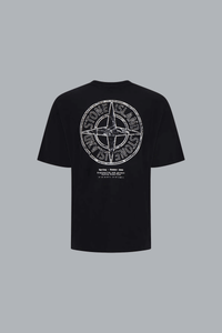 ALL AROUND COMPASS' PRINT ORGANIC COTTON JERSEY T-SHIRT BLACK