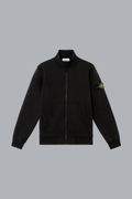 ORGANIC COTTON FLEECE ZIP UP SWEATER BLACK
