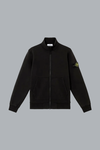 ORGANIC COTTON FLEECE ZIP UP SWEATER BLACK