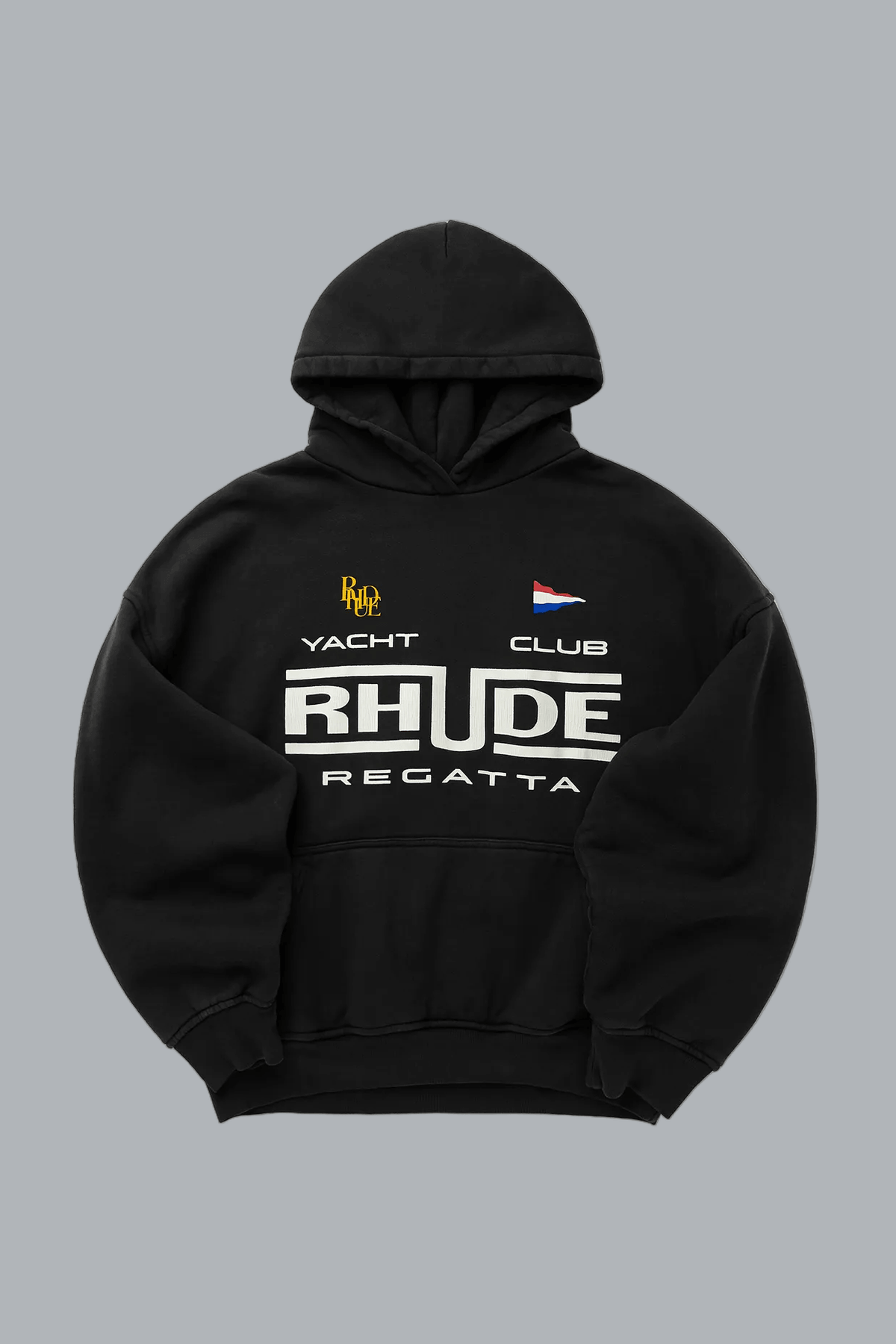 RHUDE REGATTA CLUB HOODIE VINTAGE ZWART/WIT