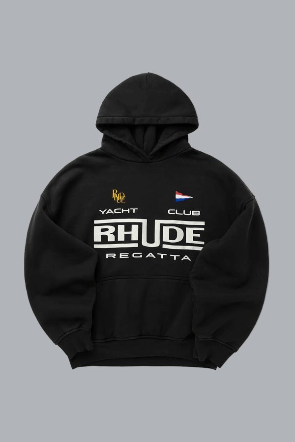 RHUDE REGATTA CLUB HOODIE VINTAGE BLACK/ WHITE