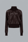 KNITTED COLLAR LEATHER TURTLENECK