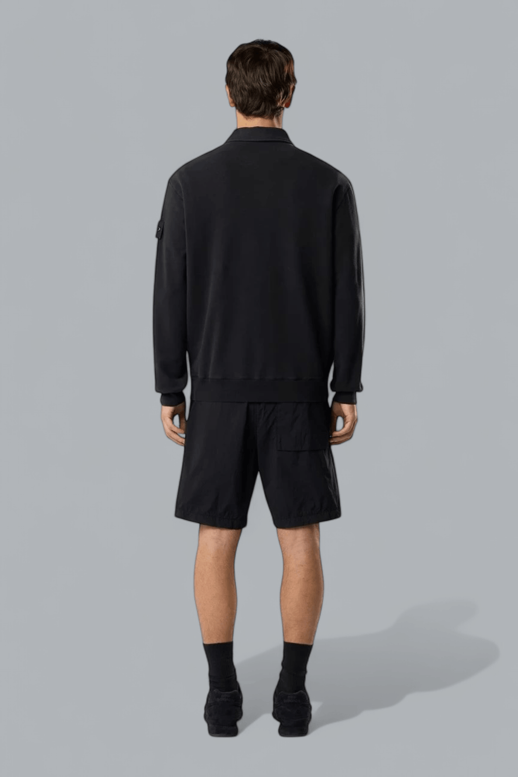 ORGANIC COTTON STRETCH FLEECE GHOST POLO SWEATER