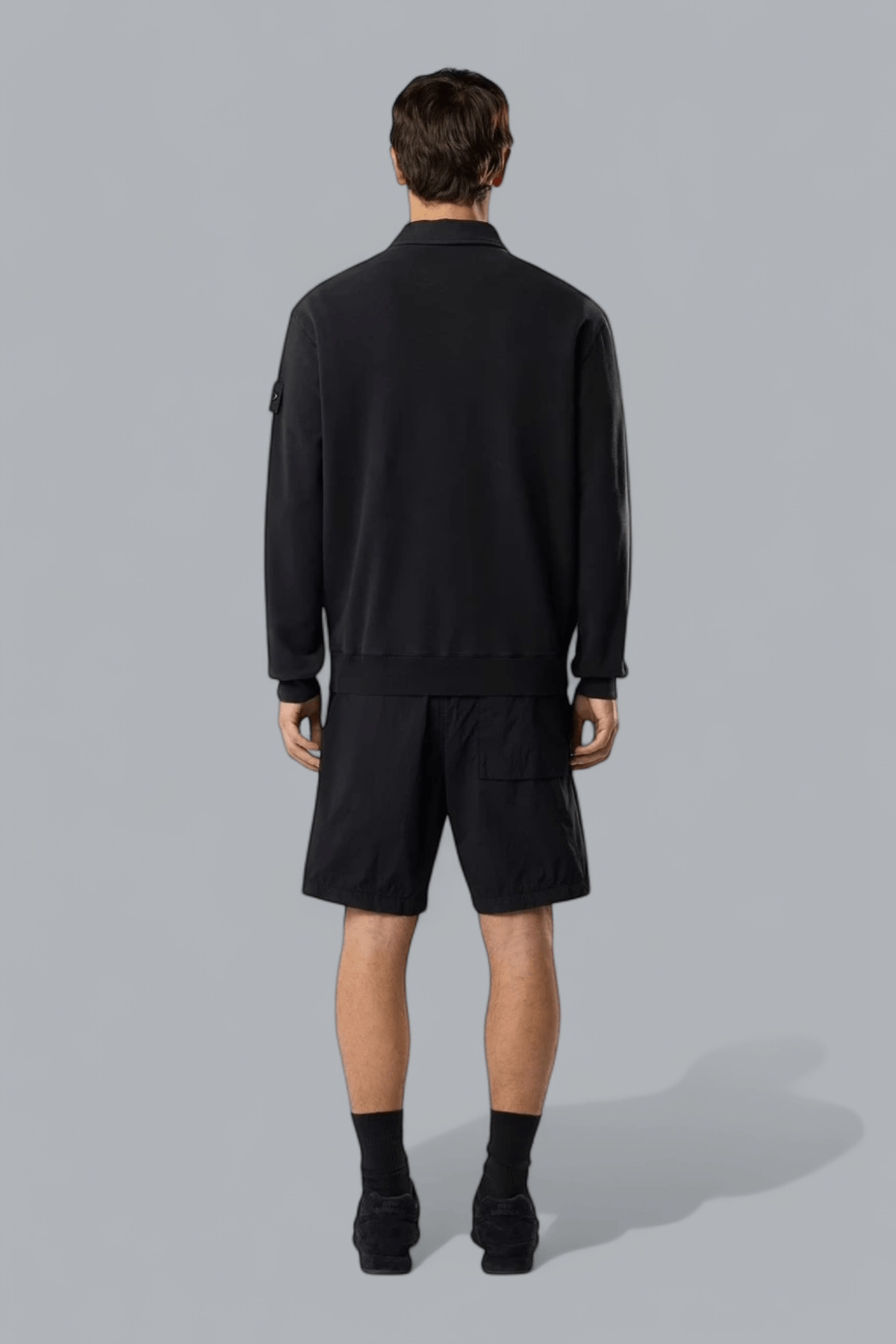 ORGANIC COTTON STRETCH FLEECE GHOST POLO SWEATER