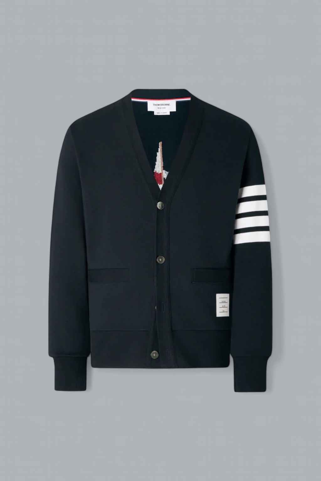 Sailboat-Cardigan aus klassischem Loopback-Material mit 4-Bar-Motiv