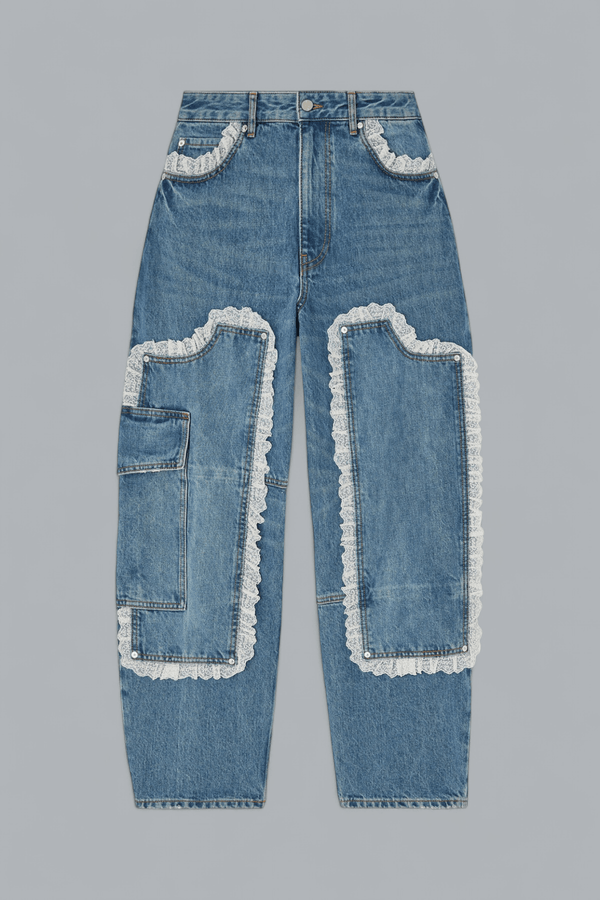 RIGID DENIM LACE AUDRI JEANS