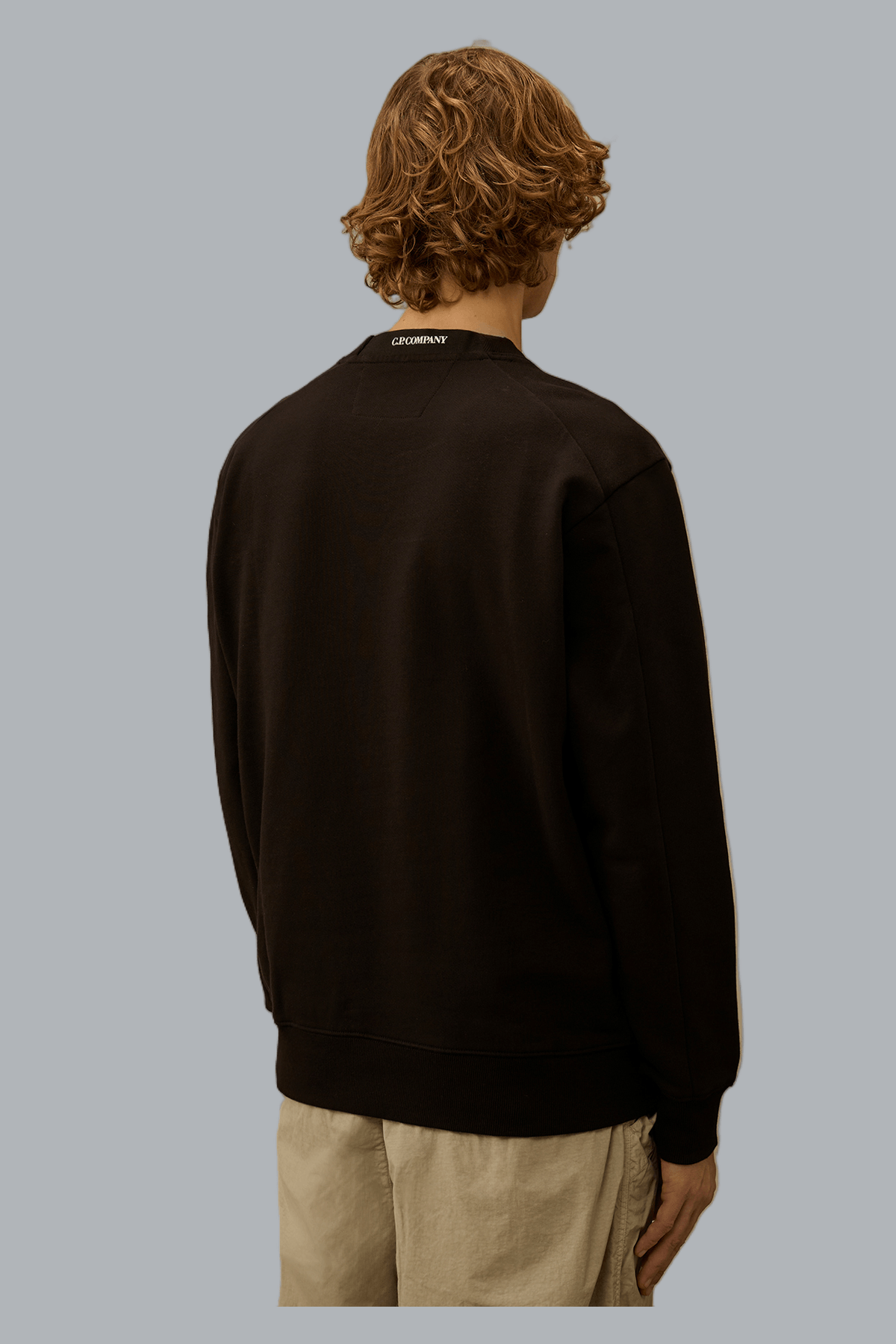 DIAGONAL RAISED FLEECE CREWNECK LENS SWEATSHIRT BLACK
