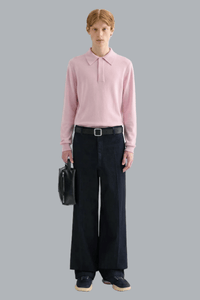 KNIT LONG SLEEVE POLO SHIRT