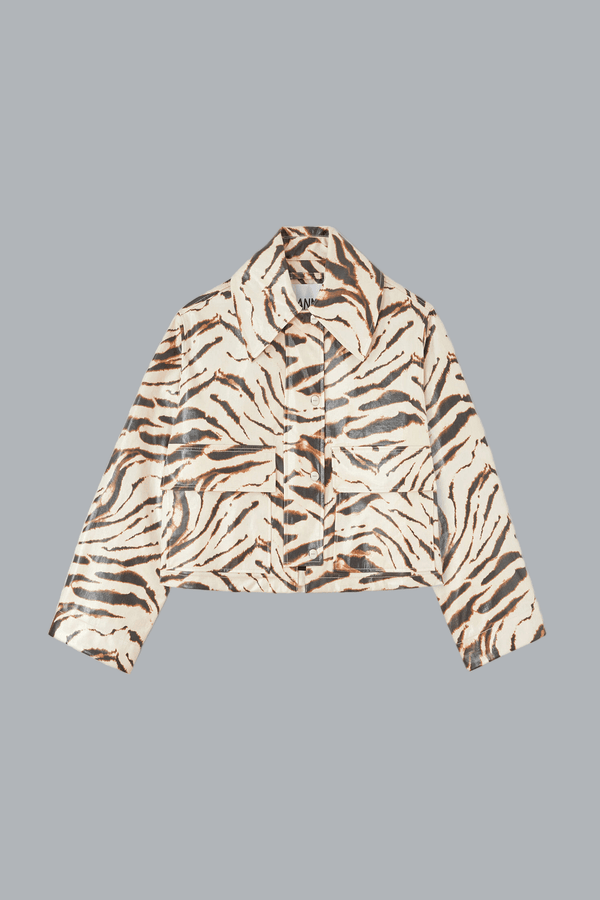PRINTED LAMINATED COTTON CANVAS BARN JACKET