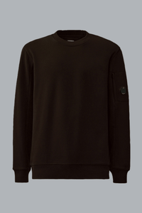 SWEATSHIRT MET DIAGONALE OPSTAANDE FLEECE CREWNECK LENS, ZWART