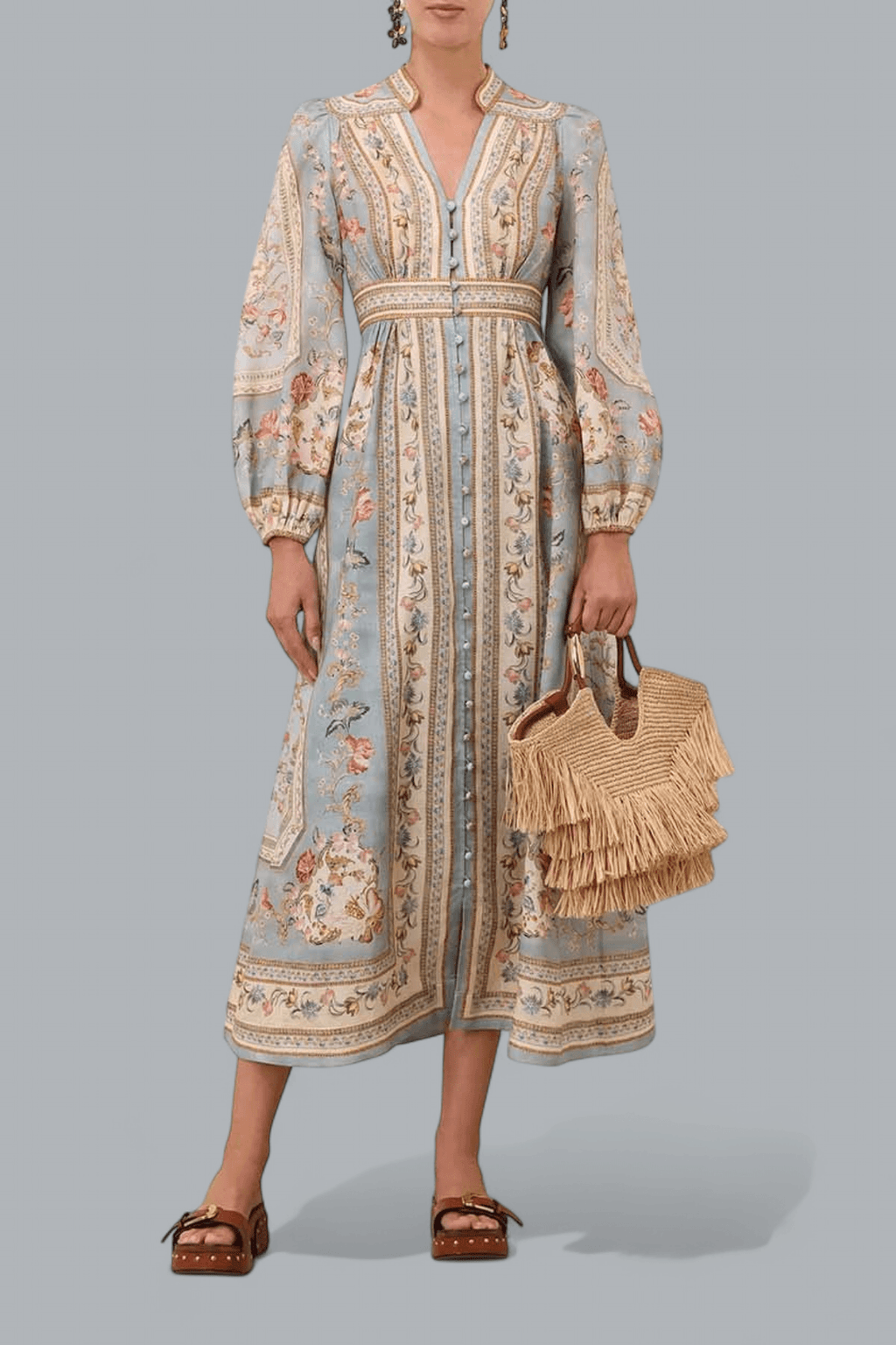 ROSELIGHT PLUNGE MIDI DRESS