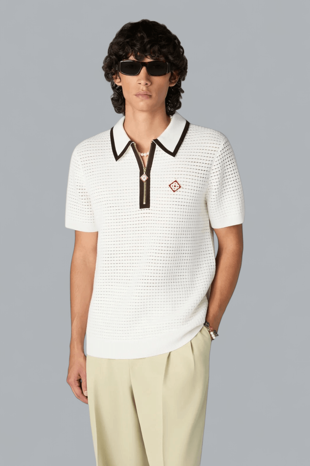 Poloshirt mit Waffelstruktur