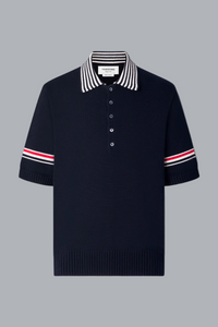 SAILBOAT JERSEY STITCH RWB STRIPE RUGBY POLO SHIRT