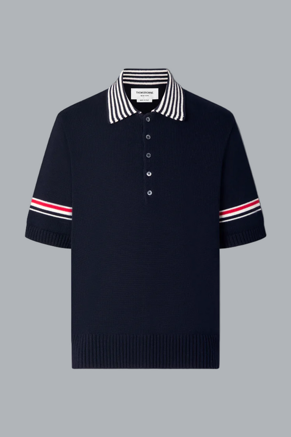 SAILBOAT JERSEY STITCH RWB STRIPE RUGBY POLO SHIRT