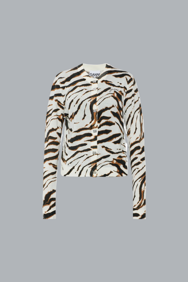 SHEER PRINTED COTTON CARDIGAN