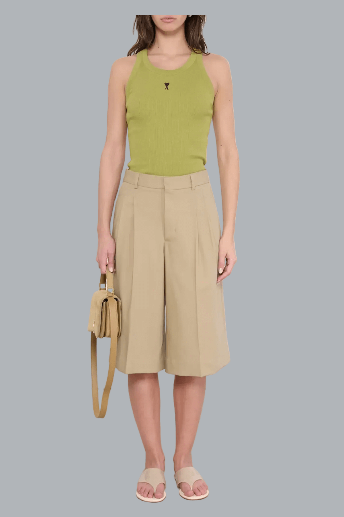 WIDE LEG BERMUDA BEIGE TAUPE