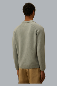 Katoenen chenille polo trui met lens, grijs