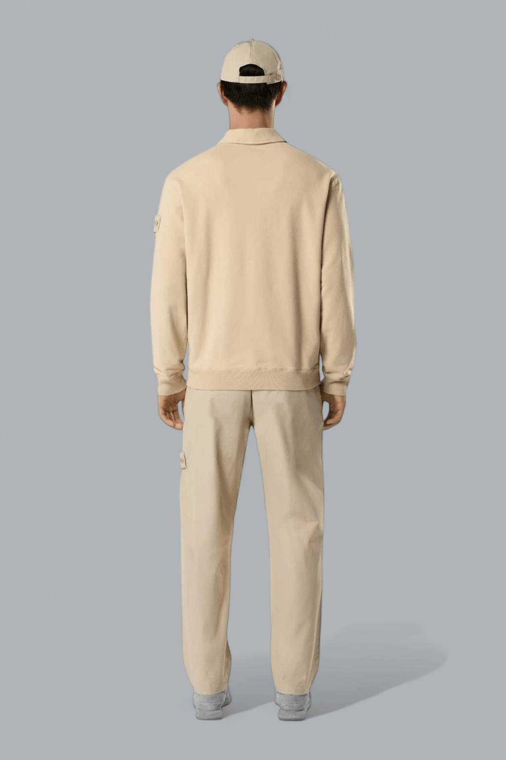 ORGANIC COTTON STRETCH FLEECE GHOST POLO SWEATER