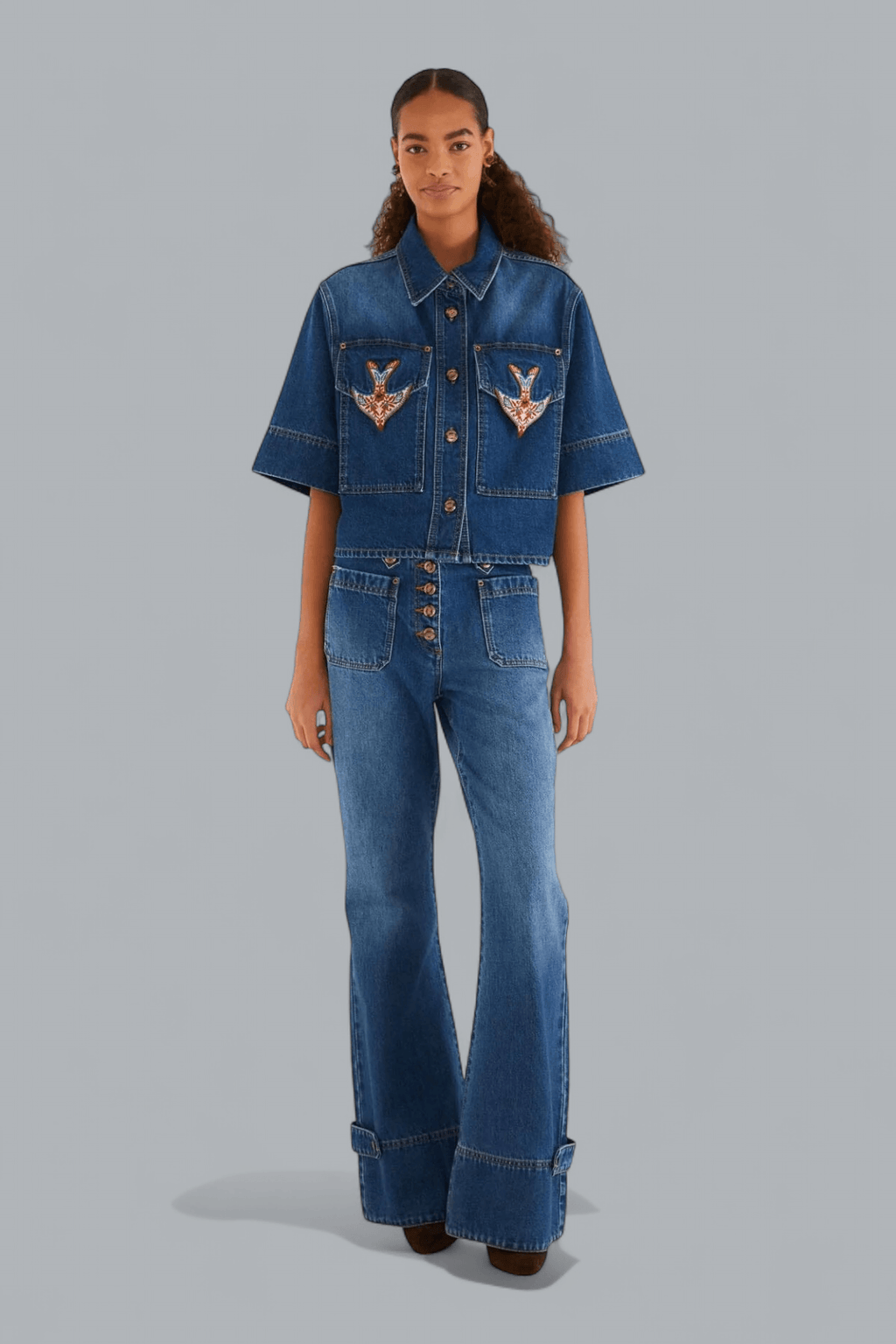 PORCELAIN BIRDS DENIM SHIRT