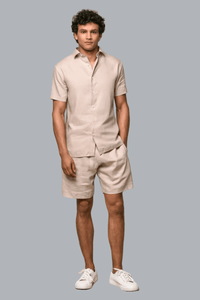 Linen Stretch Sport Shorts Light Beige
