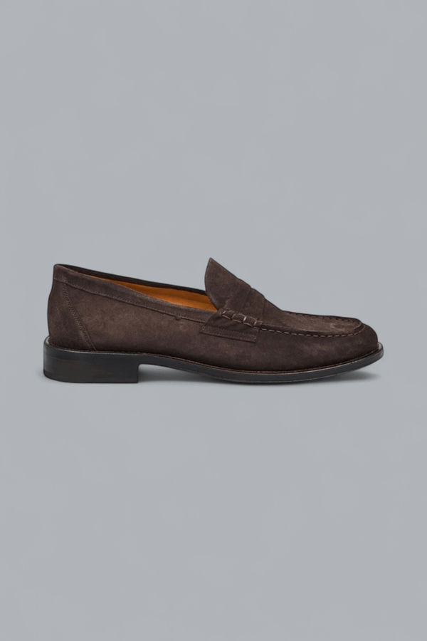 College Penny Loafers Suède Donkerbruin