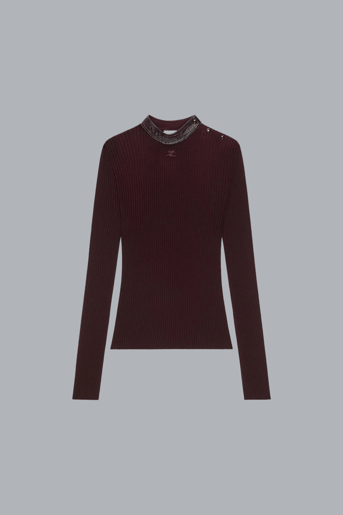 CONTRASTED VINYL RIB KNIT CREWNECK