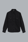 COTTON/LINEN LONG SLEEVE BUTTON SHIRT BLACK