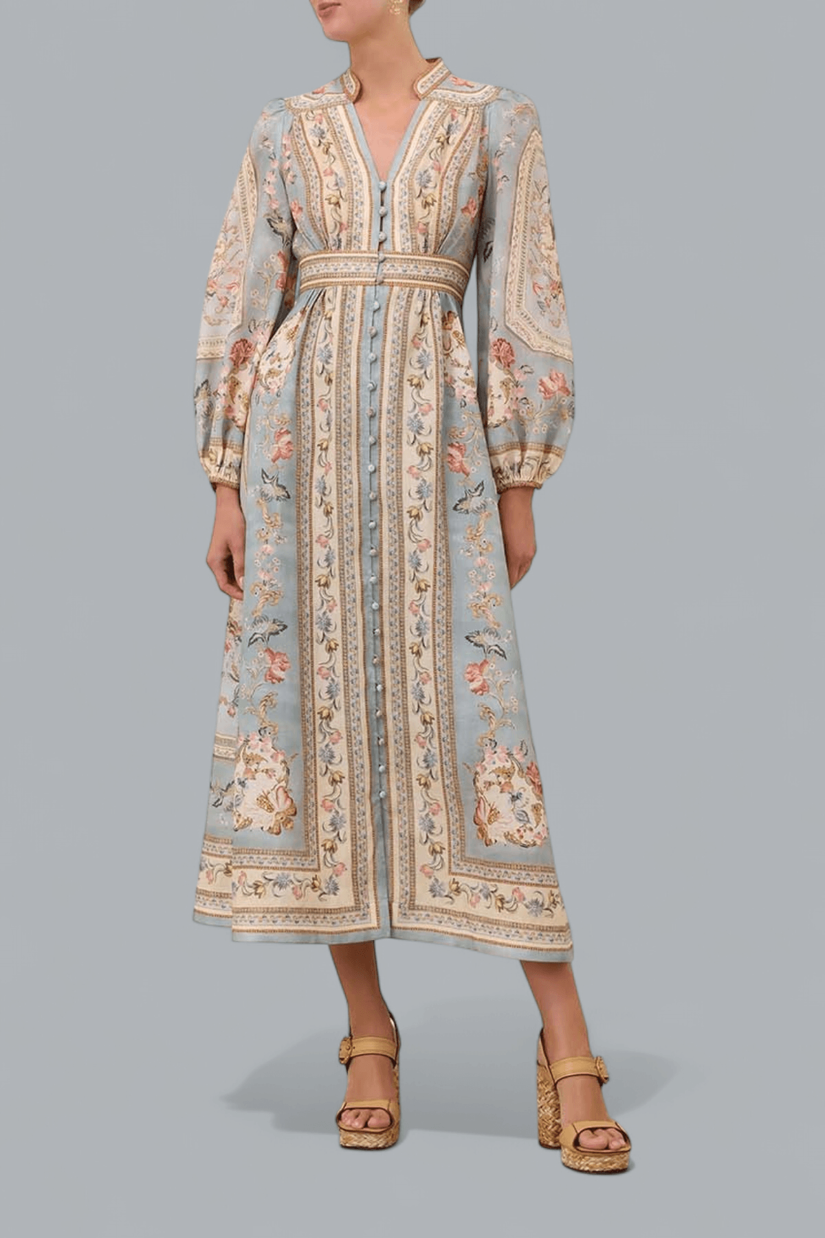 ROSELIGHT PLUNGE MIDI DRESS