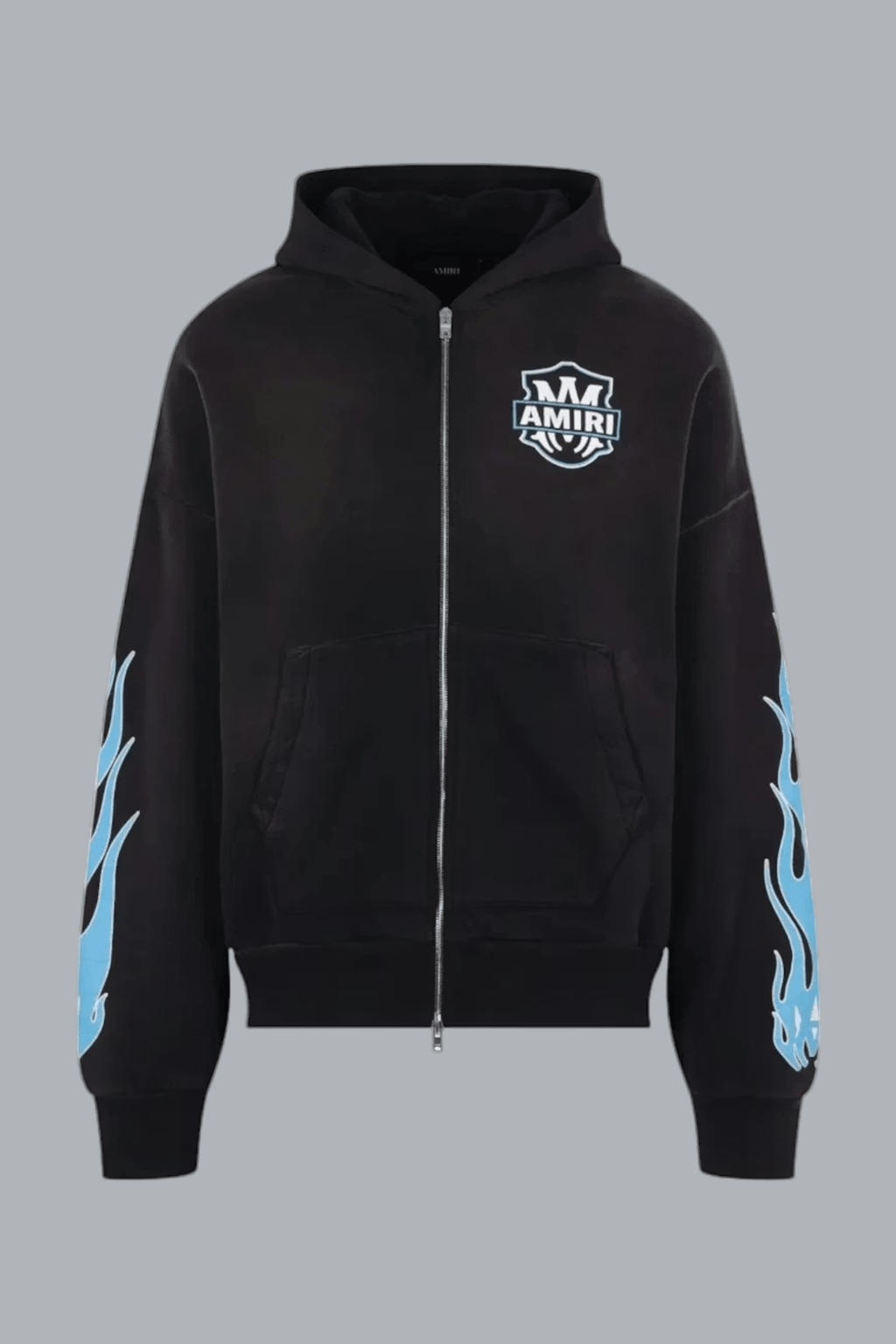 MA FLAMES ZIP HOODIE BLACK