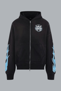 MA FLAMES ZIP HOODIE BLACK