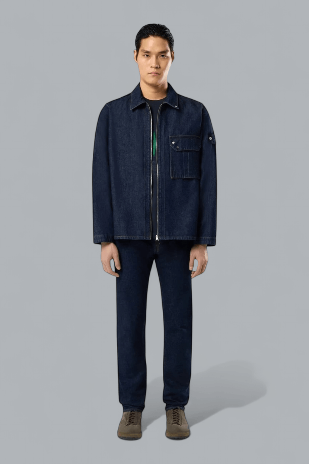 STRETCH INDIGO DENIM RINSED SLIM FIT JEANS
