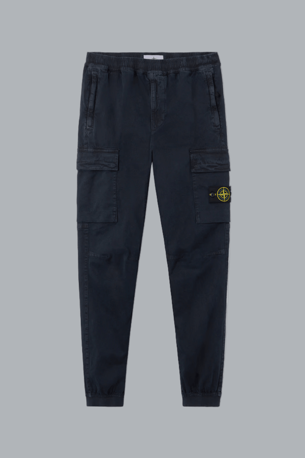 STRETCH ORGANIC BROKEN TWILL COTTON 'OLD' EFFECT CARGO PANTS