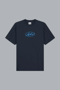 T-shirt met cirkellogo in marineblauw
