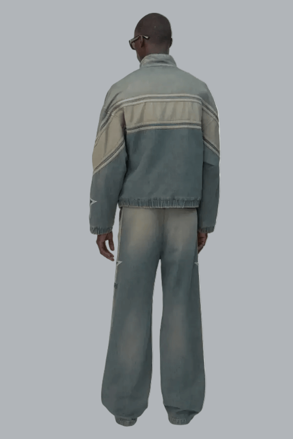 AMIRI SPORT DENIM TRACK PANT WORN SLATE