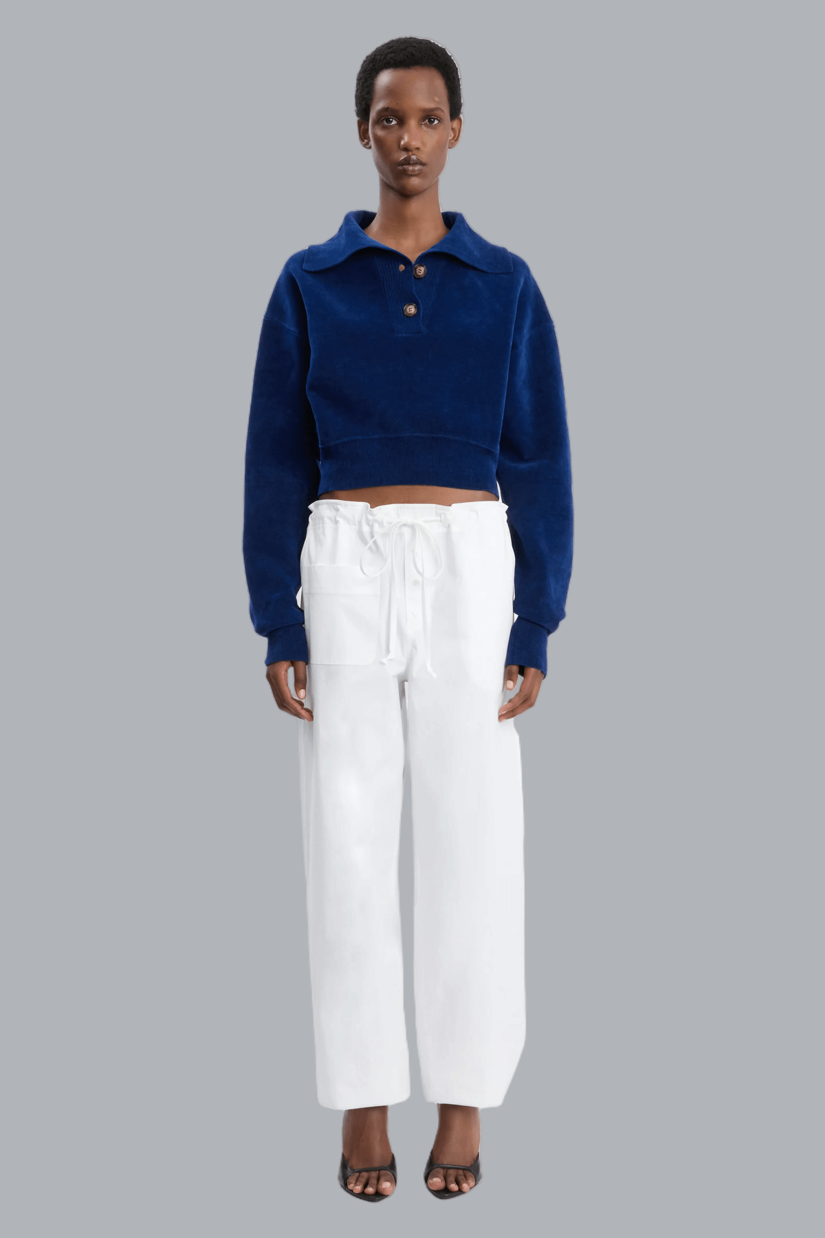 COLLARED CROPPED JUMPER BRIGHT NAVY