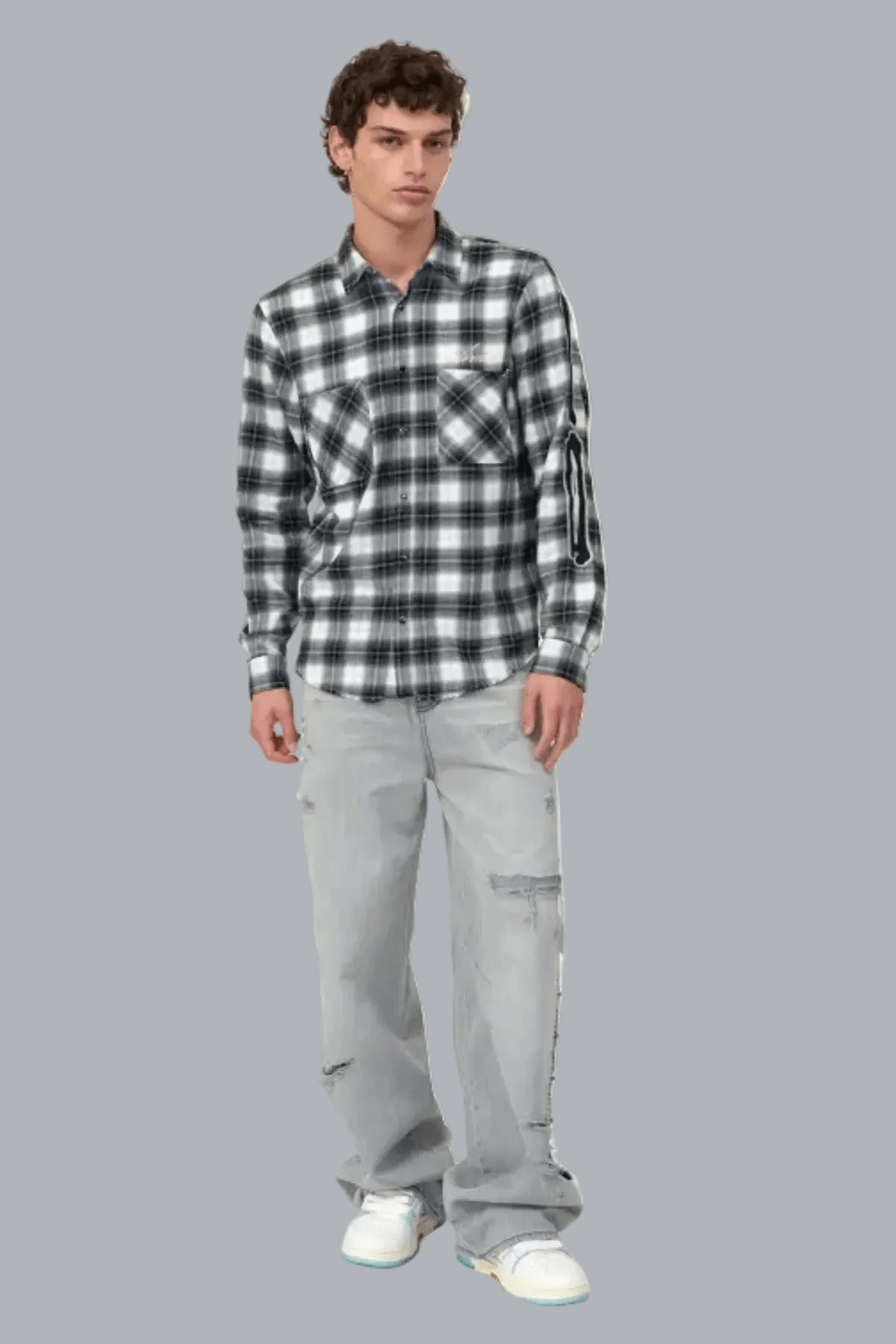 BONES FLANNEL OVERSHIRT BLACK