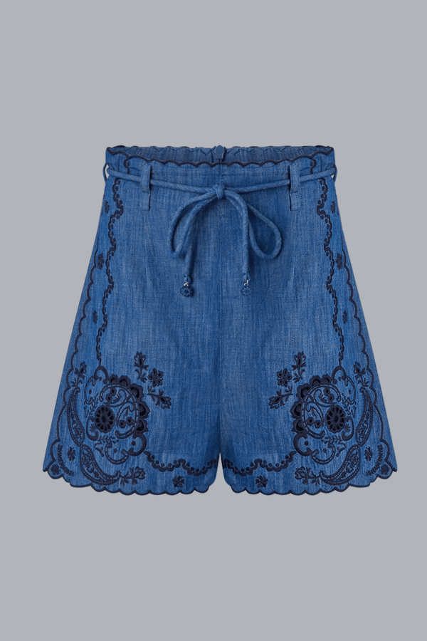 ASTER EMBROIDERED DENIM SHORTS