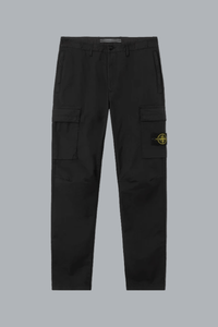 STRETCH ORGANIC COTTON TWILL TROUSERS BLACK