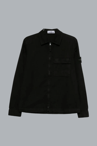 OLD' EFFECT BRUSHED ORGANIC COTTON CANVAS SHIRTS BLACK