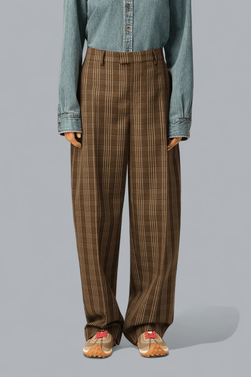 CHECKED WOOL BALLOON TROUSERS