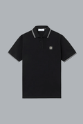 Poloshirt van 95% biologisch katoen / 5% elastaan ​​piquéstof, zwart.