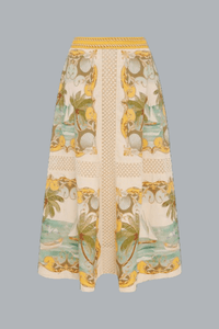 ROYAL SEA MULTICOLOR GEHAAKTE MIDI-ROK