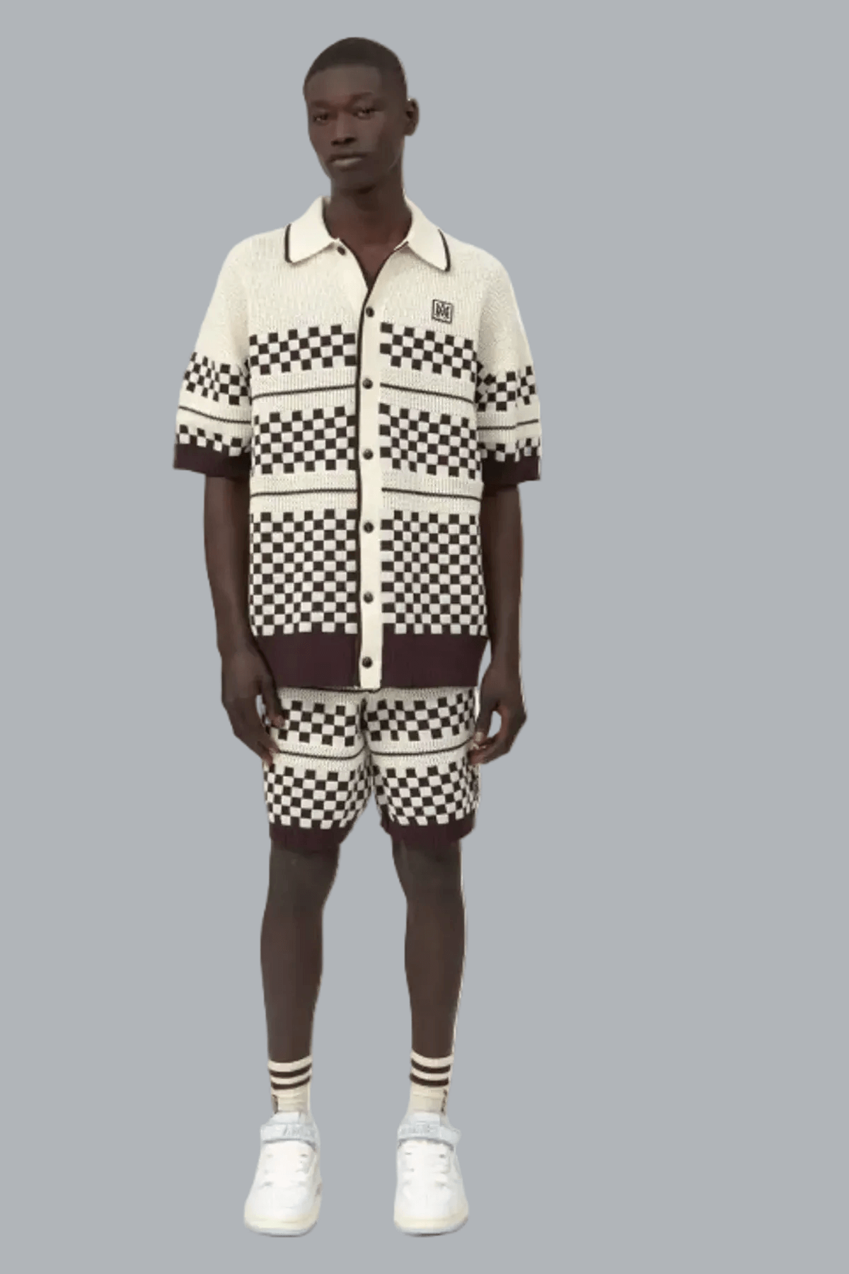 CHECKERED MESH SHIRT ALABASTER