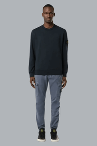 Sweatshirt van biologisch katoen fleece, marineblauw.