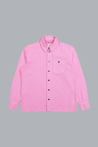 OVERSIZED DENIM SHIRT MET LASERMONOGRAM, ROZE