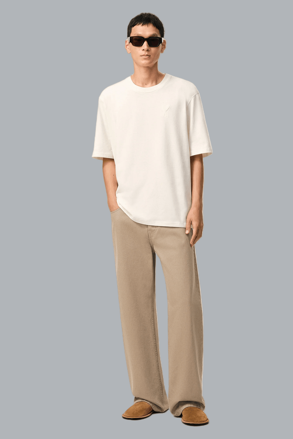 LARGE FIT JEANS BEIGE TAUPE