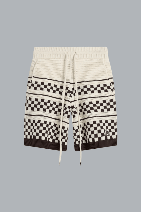 CHECKERED MESH SHORT ALABASTER