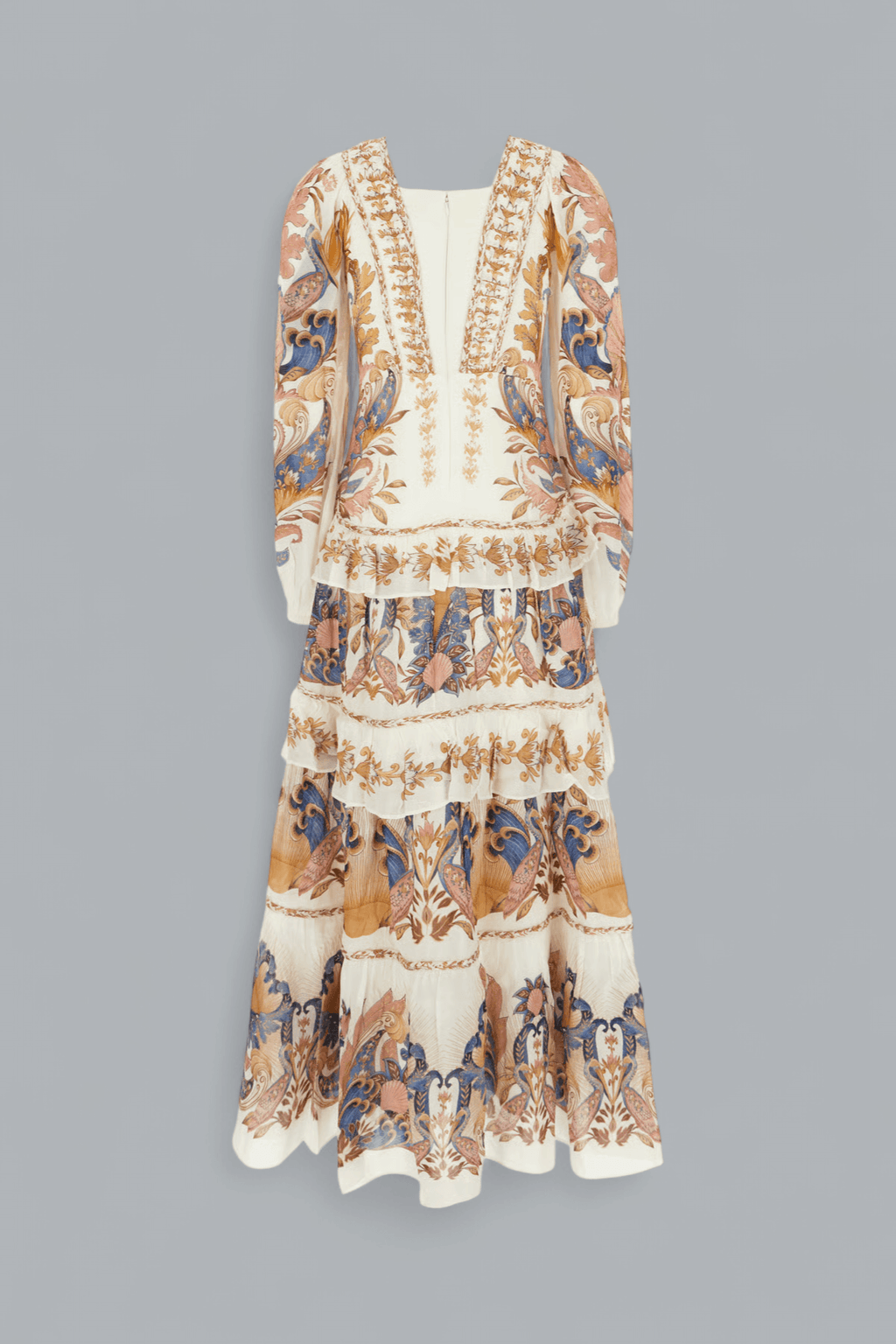 SEA GARDEN OFF-WHITE BREEDTEKENING LANGE JURK