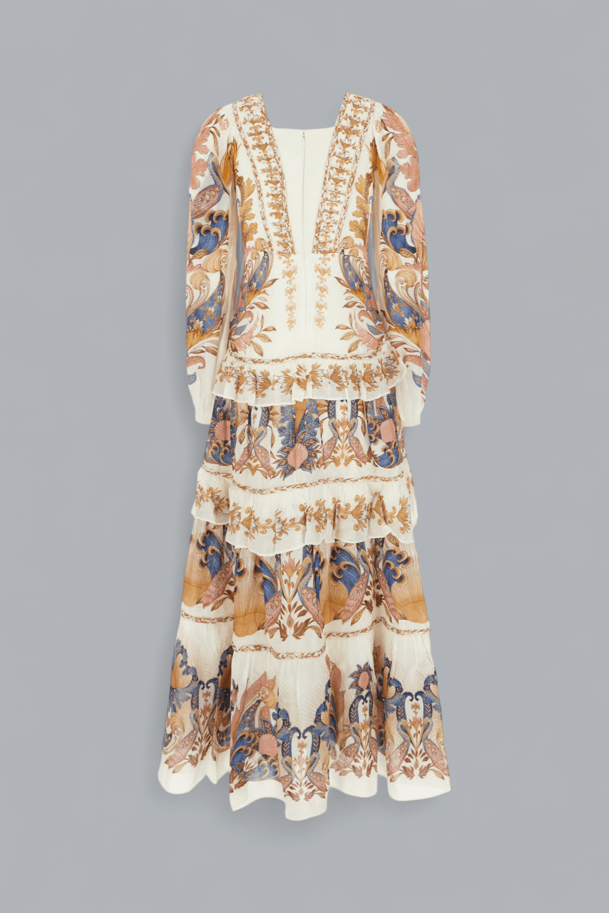 SEA GARDEN OFF-WHITE BREEDTEKENING LANGE JURK