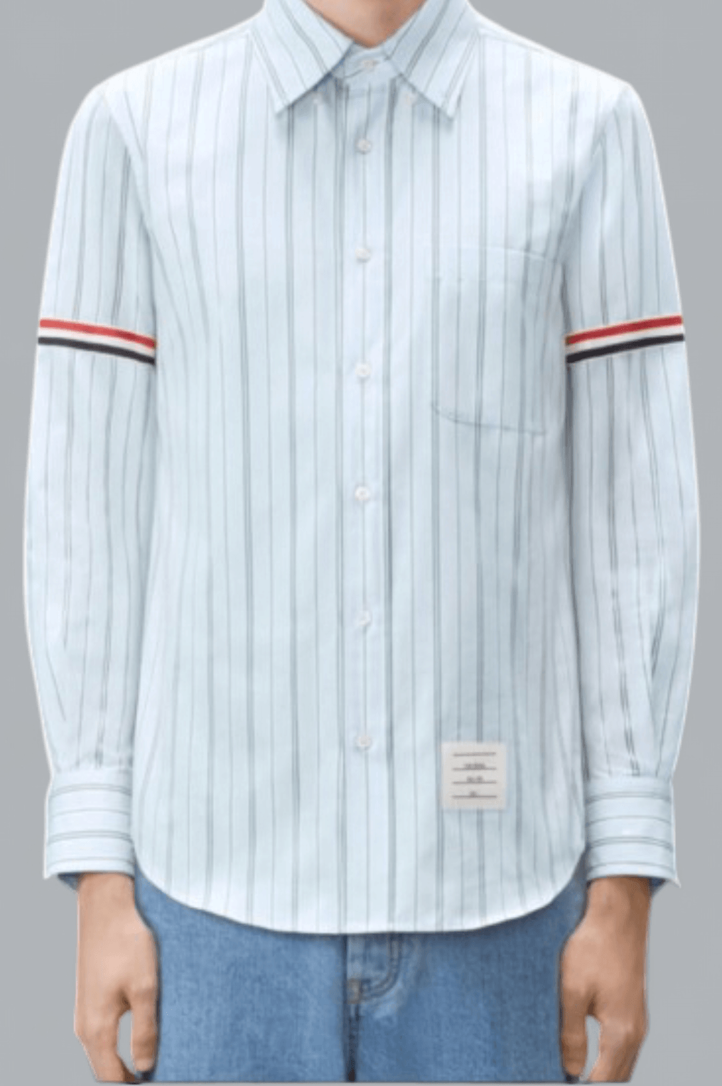 RWB ARMBAND WIDE STRIPE STRAIGHT FIT DYED POPLIN SHIRT